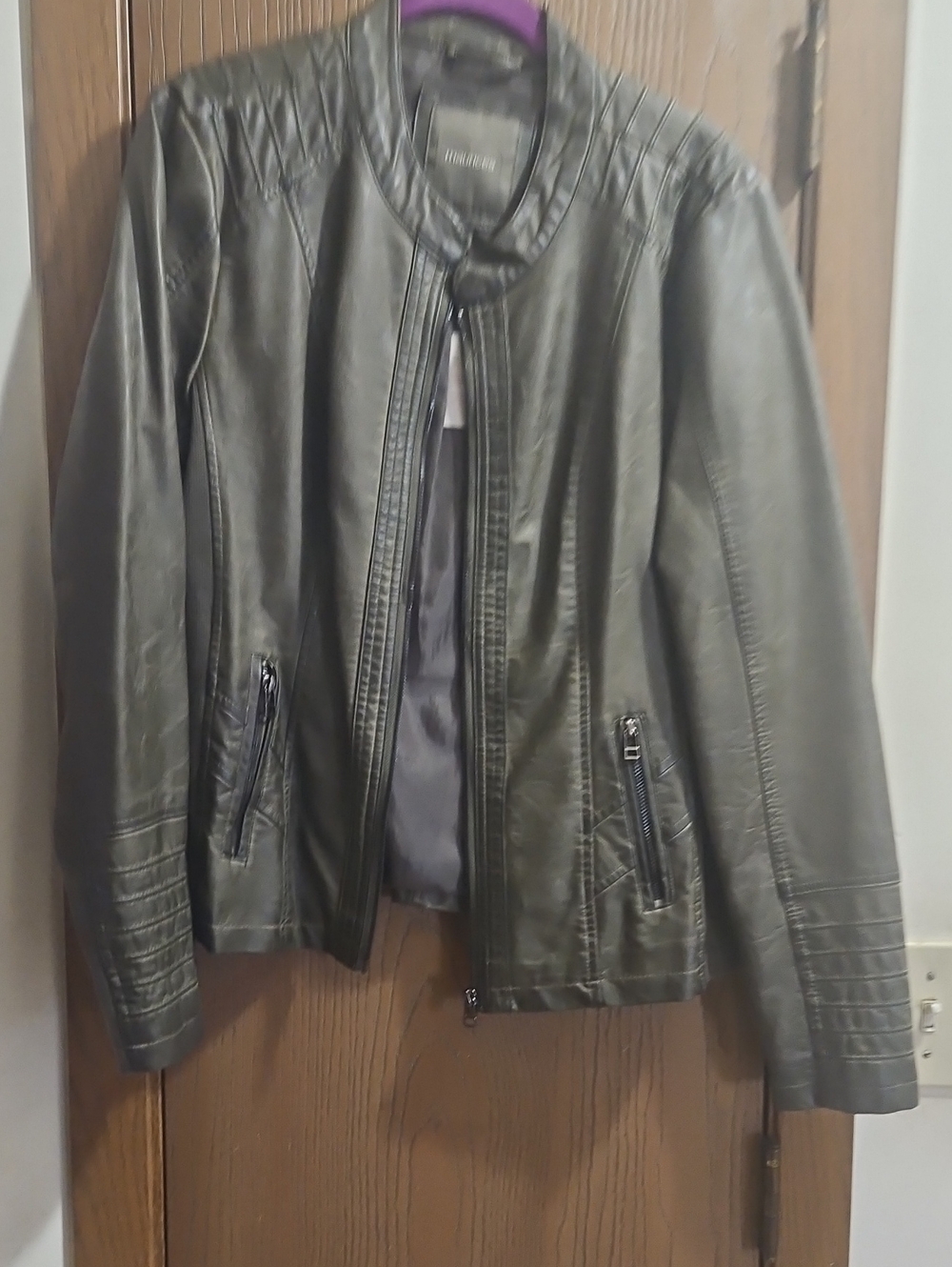 Maurices Black Faux Leather Zip Jacket